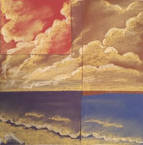Pastels sec sur papier couleur